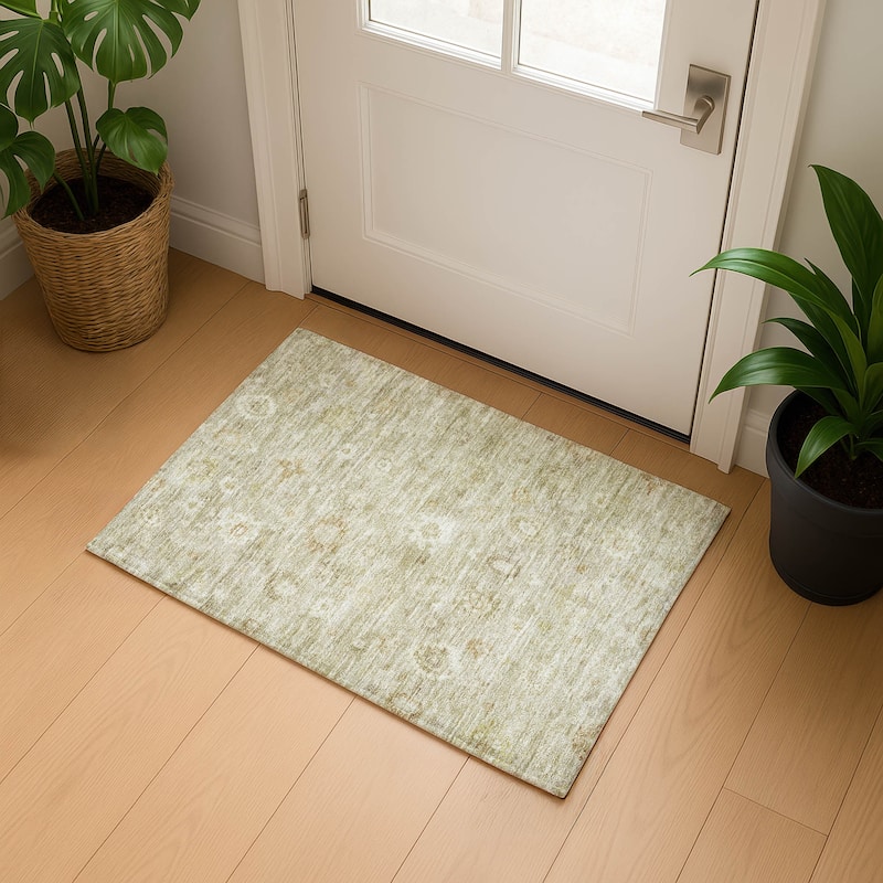 Premium Washable Super Soft Vintage Traditional Mayfield Rug - Beige - 1'8" x 2'6"