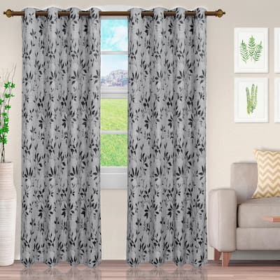 Superior Decorative Vintage Leaves Jacquard Curtain Set with 2 Panels