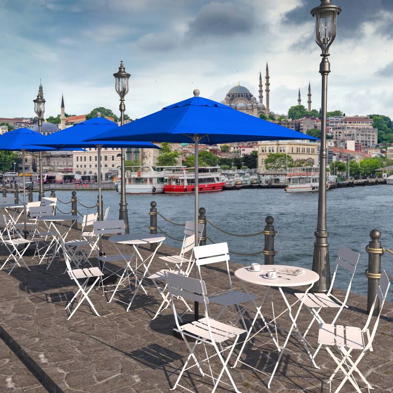 California Umbrella 6' Sq. Aluminum Frame, Fiberglass Rib Patio Umbrella, Push Open, Anodized Sliver Finish, Sunbrella Fabric