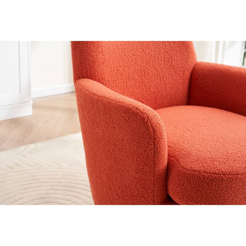 Modern 29.3" Upholstered Swivel Barrel Chair with Gold Stainless Steel Base