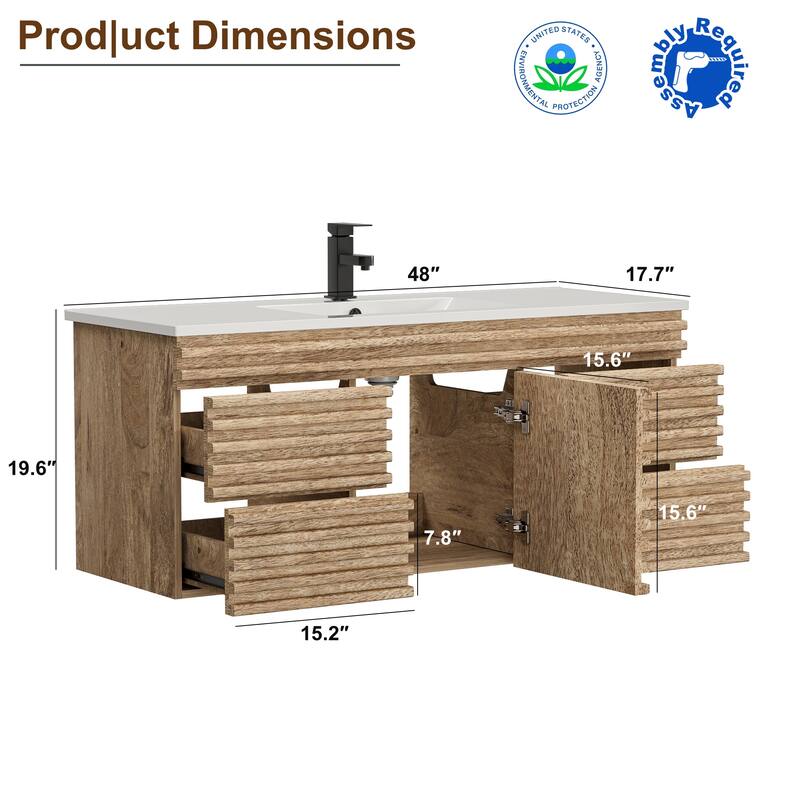 Bathroom Vanity with Drop-In Sink Wall-Mounted Storage Cabinet