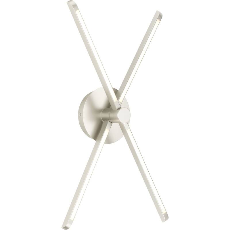 Pivot LED Four-Light Burnished Nickel Modern Semi- Flush or Wall Mount Fixture - 25 in x 25 in x 4.37 in