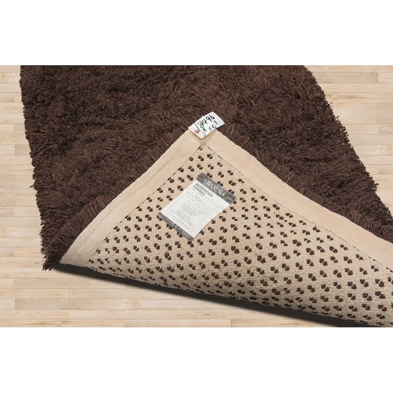 Hand Made Chocolate Shag Wool Modern & Contemporary Oriental Area Rug - 3' 2'' x 5' 3''