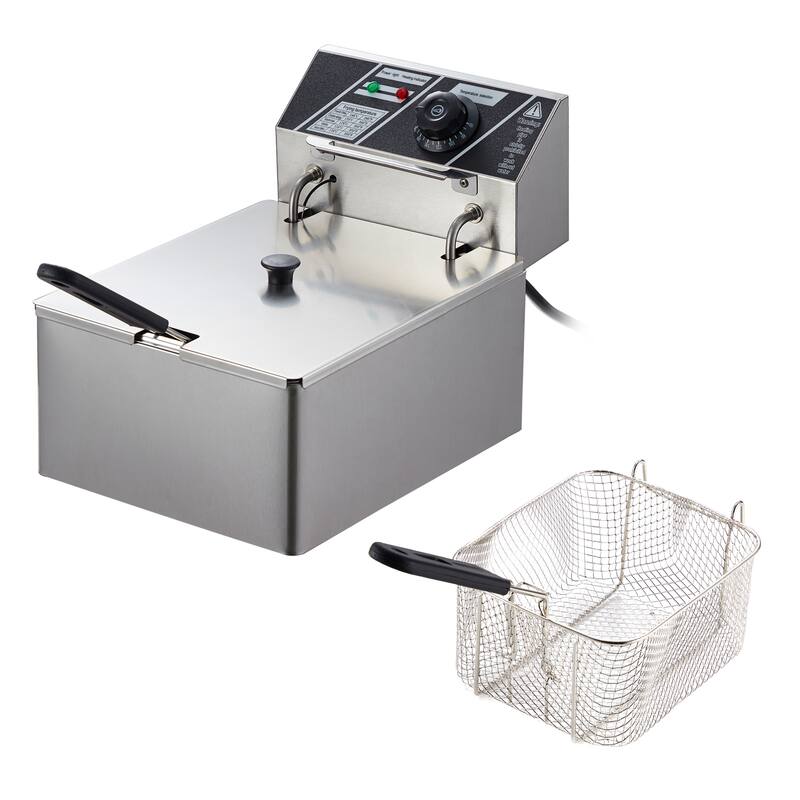 Commercial Stainless Steel Electric Deep Fryer with Basket and Lid