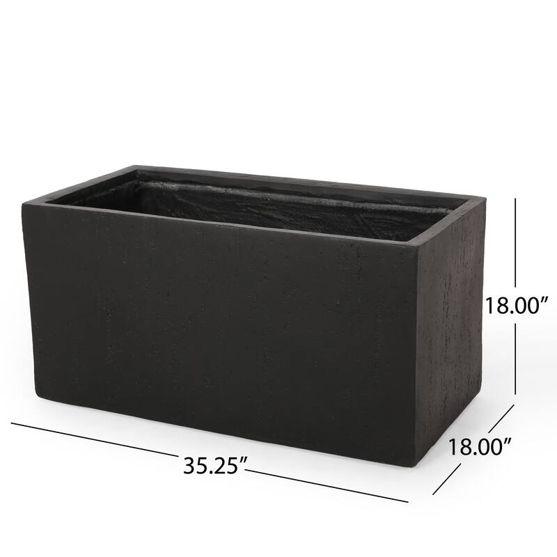 Ella Outdoor Modern Cast Stone Rectangular Planter by Christopher Knight Home