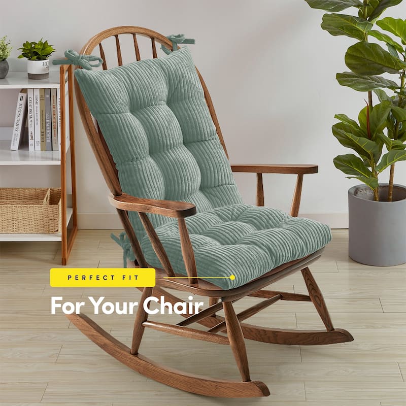 Sweet Home Collection 2 Piece Velvet Ribbed Non Slip Rocking Chair Cushion Sets