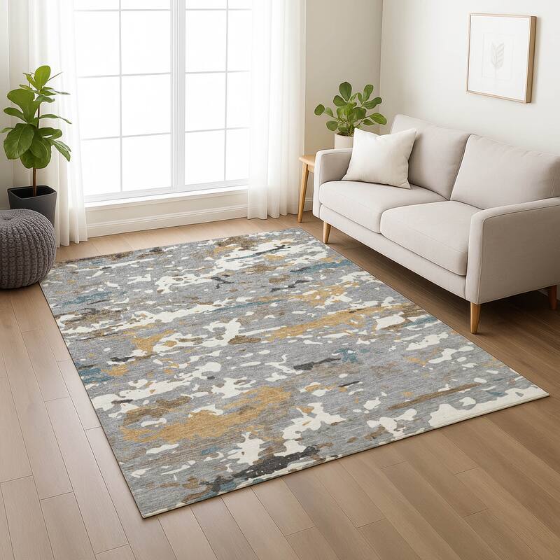Machine Washable Indoor/ Outdoor Modern Calhan Chantille Rug