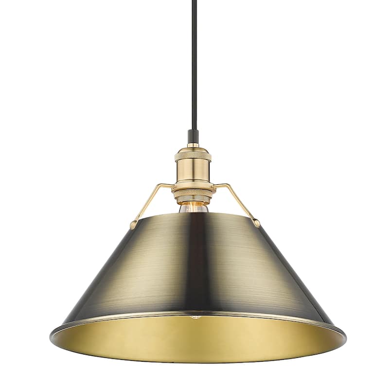 Orwell 14" Wide Large Pendant in Brushed Champagne Bronze with Aged Brass - Gold