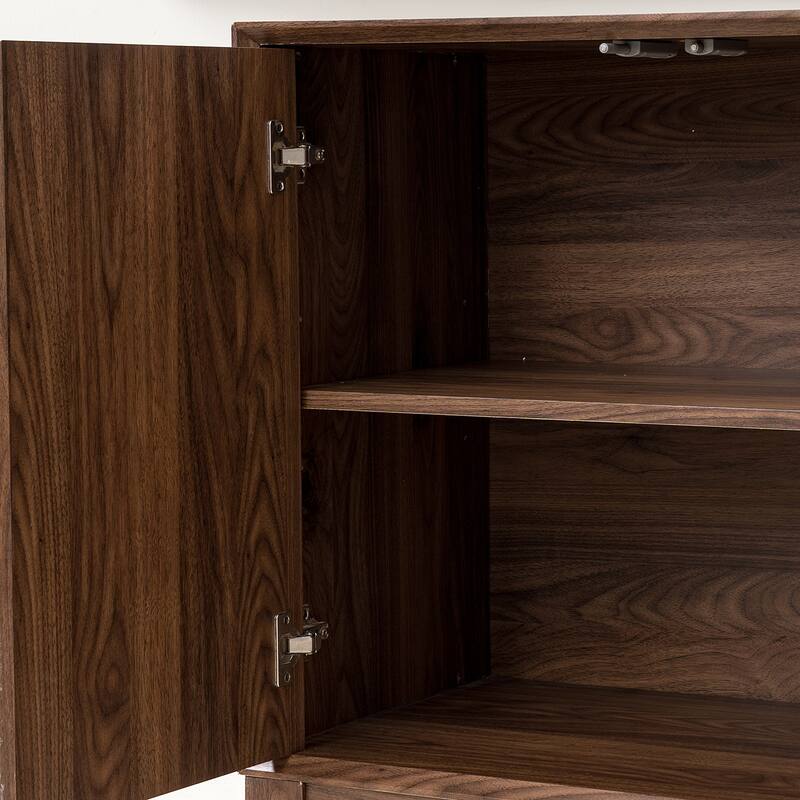 Sideboard Cabinet with Doors & Shelves, Mid Century Modern Storage Cabinet, Buffet Cabinet with Solid Wood Legs