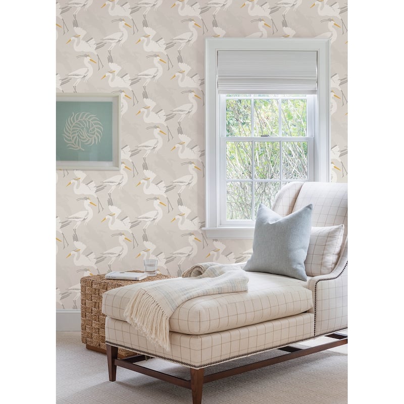 NuWallpaper Coastal Wings Taupe Peel and Stick Wallpaper - N/A