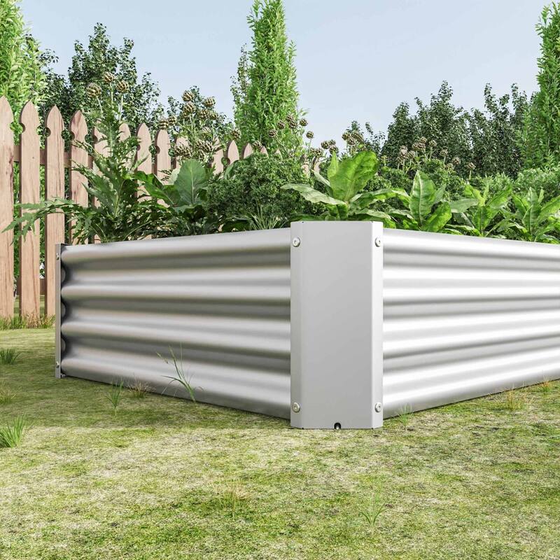 Large Galvanized Metal Raised Garden Bed Open Bottom Rust-Resistant