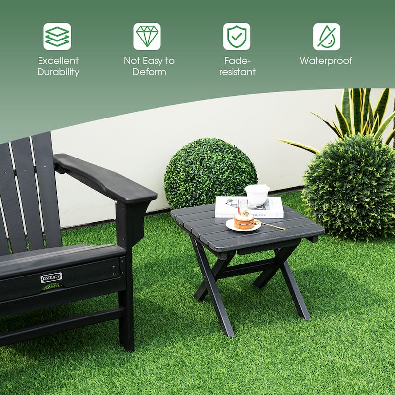 Gymax 2 Pieces Folding Adirondack Side Table Poolside Garden Patio