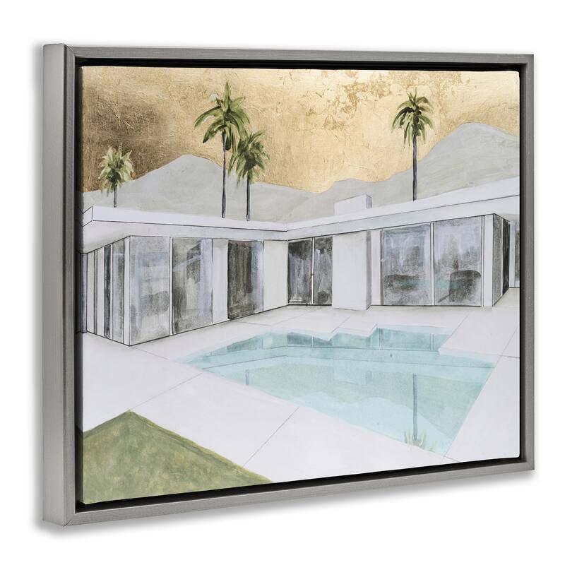 Stupell Modern Chic Pool View Framed Floater Canvas Wall Art Design By Michael Willett