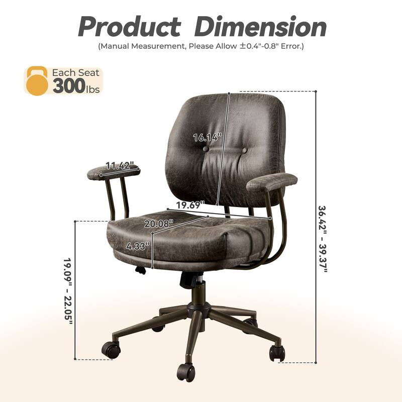 HOOOWOOO Modern Office Chair Adjustable Swivel Task Chair