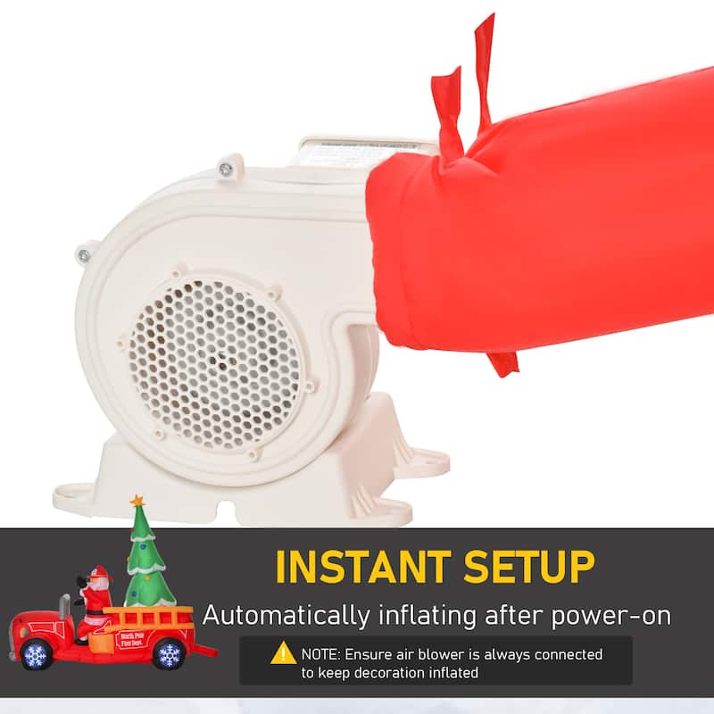 7.5 ft. Santa Inflatable Christmas Decoration with Fire Truck, Fun Holiday Decor, Large