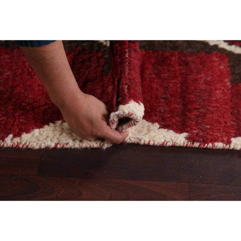 Geometric Tribal Moroccan Runner Rug Wool Hand-knotted Oriental Carpet - 2'4" x 12'5"