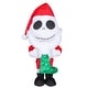 preview thumbnail 2 of 3, Gemmy Jack Skellington Holiday Greeter in Santa Suit with Stocking
