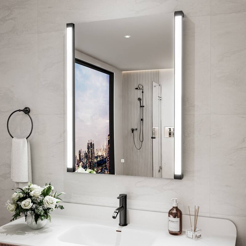 Modland 270° Adjustable LED Bathroom Mirror with Lights Stepless Dimming and Memory Function - 28x36