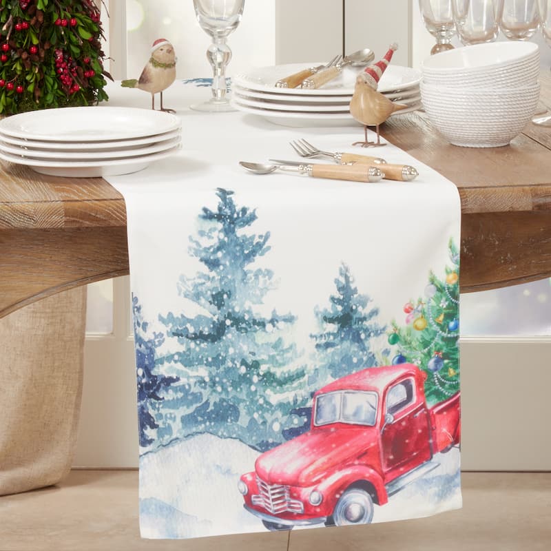 Table Runner With Christmas Truck Design