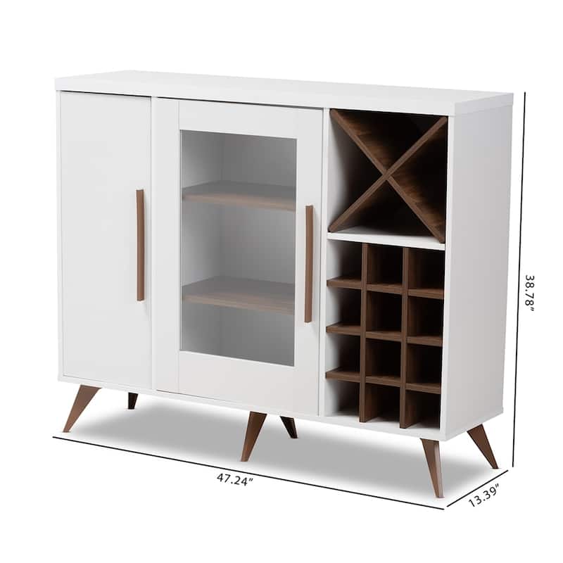 Pietro Mid-Century Modern Finished Wine Cabinet - 38.78" High x 47.24" Wide x 13.39" Deep