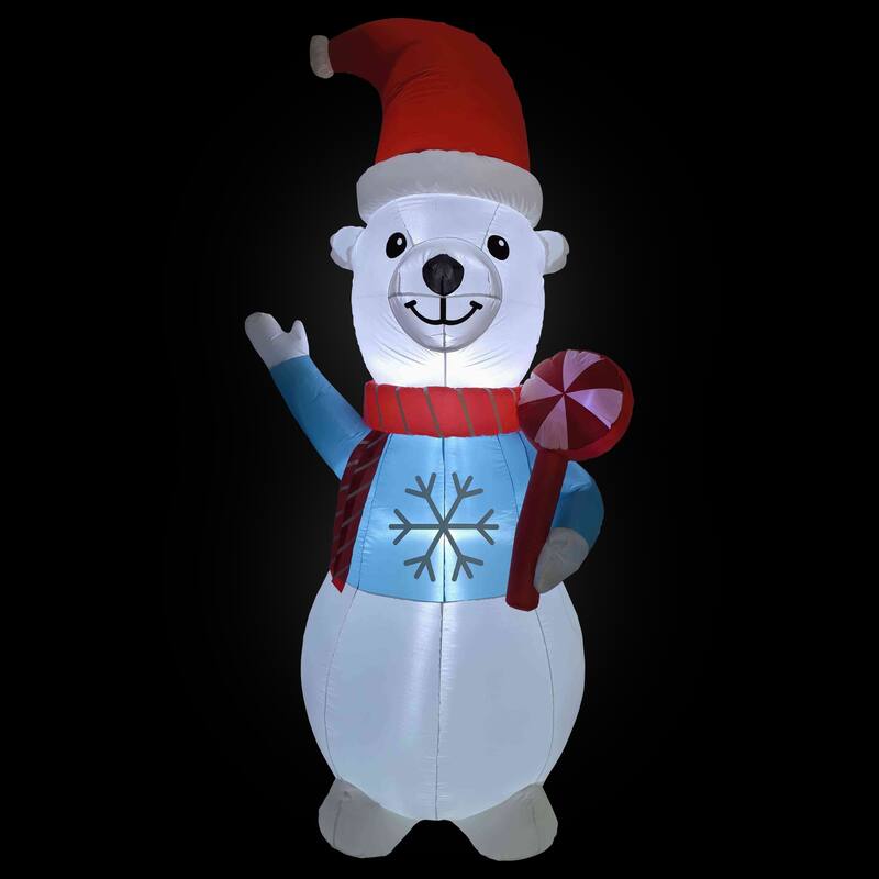 LED Lighted Inflatable Polar Bear Outdoor Christmas Decoration - 8.25' - White