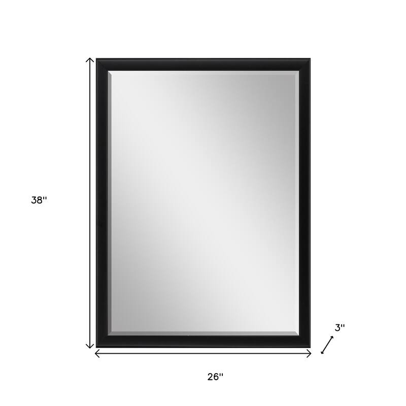 HomeRoots 38" Black Solid Wood Framed Accent Mirror - 26.00 in. x 38.00 in. x 3.00 in.