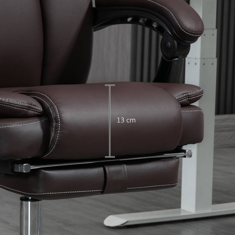 PU Leather Massage Office Reclining Chair with 6 Vibration Points, Heated, Adjustable Height, Footrest