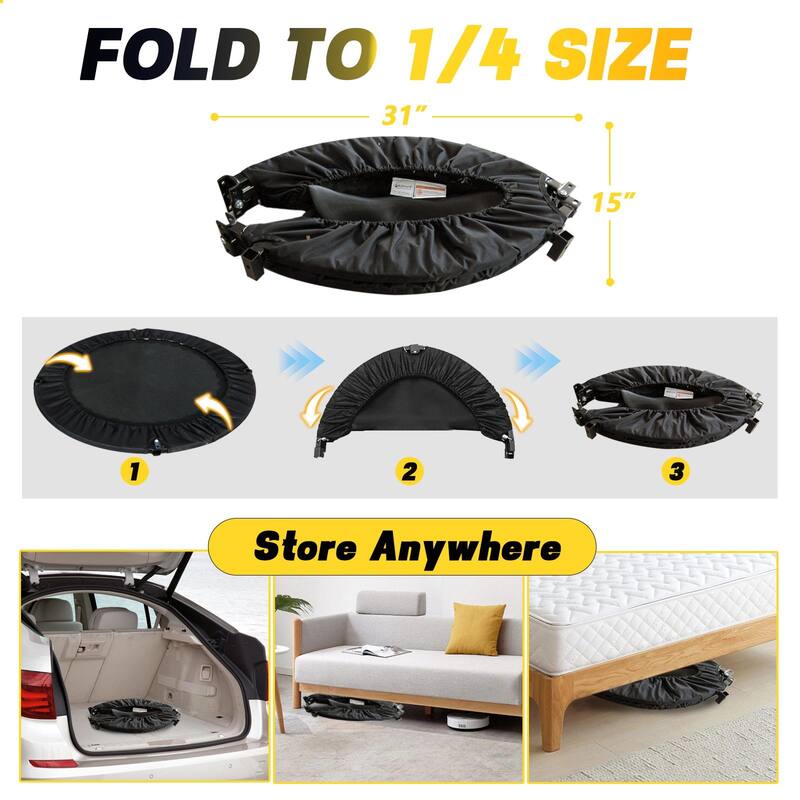 40inch Foldable Trampoline With Handle-Standard-Spring-Black