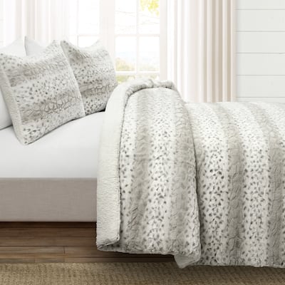 Lush Decor Leopard Textured Faux Fur Comforter Set