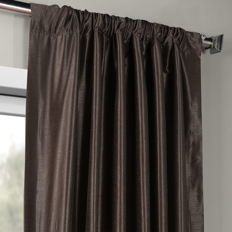 Exclusive Fabrics Vintage Textured Faux Dupioni Silk Room Darkening Curtains (1 Panel)