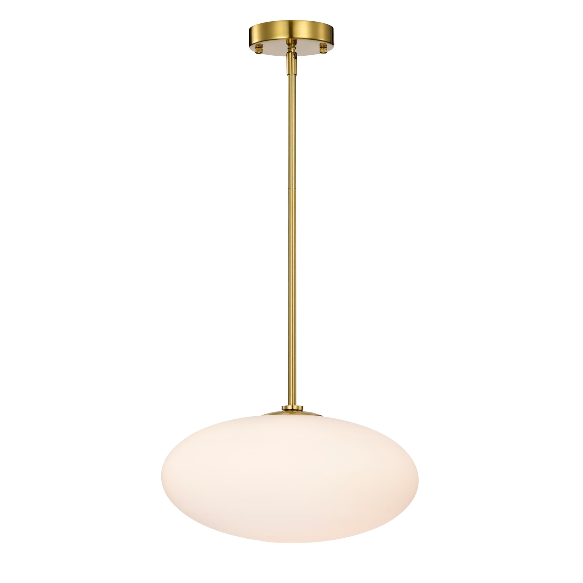 Warehouse of Tiffany Livia Brass Pendant Light with Glass Oval Frosted Shade