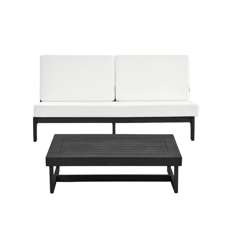 3-Seat Outdoor Sofa Set with Solid Wood Coffee Table, Weather-Resistant Cushions