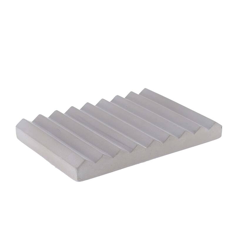 Concrete Cement Hand Soap Dish, Ribbed Drainage Design - 5.2 L x 3.6 W x 0.6 H