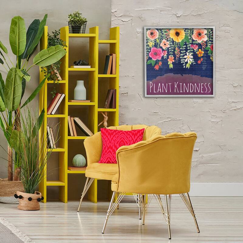 Stupell Plant Kindness with Florals Framed Giclee Art Design By Nicole DeCamp