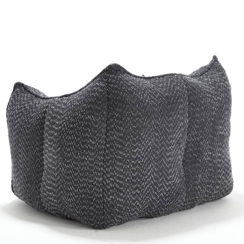 Chenille Square Bean Bag Chair, High Resilience Foam Lounge Chair, Cozy Aldult Lazy Sofa with Curved Armrests and Backrest