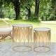 Adeco Gold Leaves End Tables Accent Coffee Nightstands Set of 2 - On ...