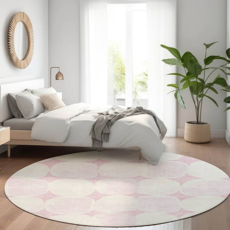 Premium Washable Super Soft Mid Century Modern Mayfield Rug - Pink - 8' x 8'