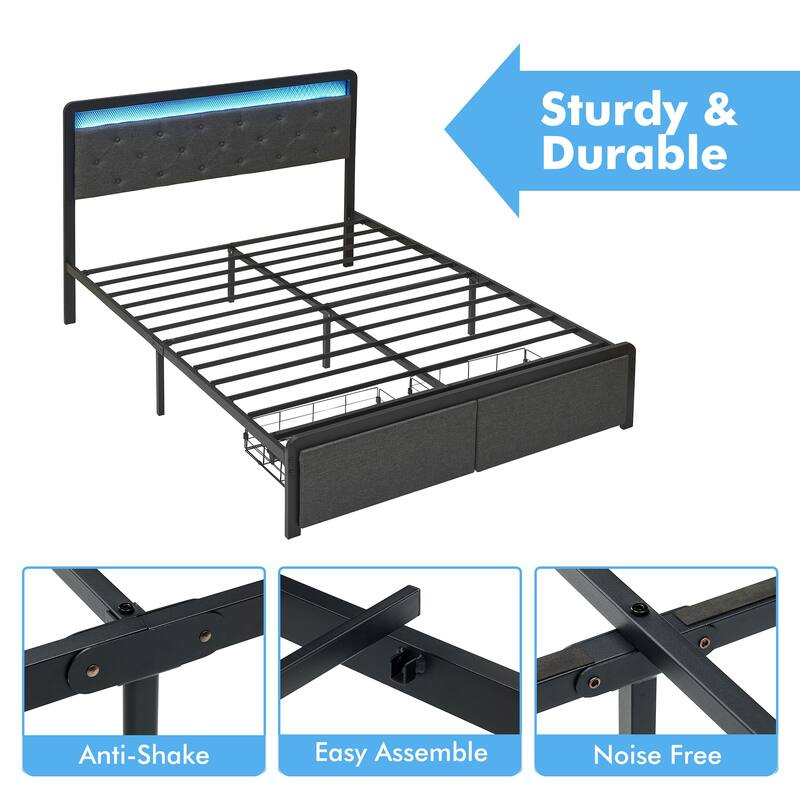 Bed Frame with 2 Storage Drawers