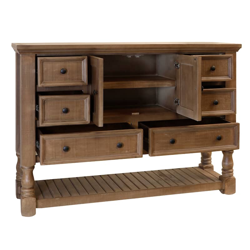 StyleCraft Mailroom 6-Drawer, 2-Door Post Dresser - Brown