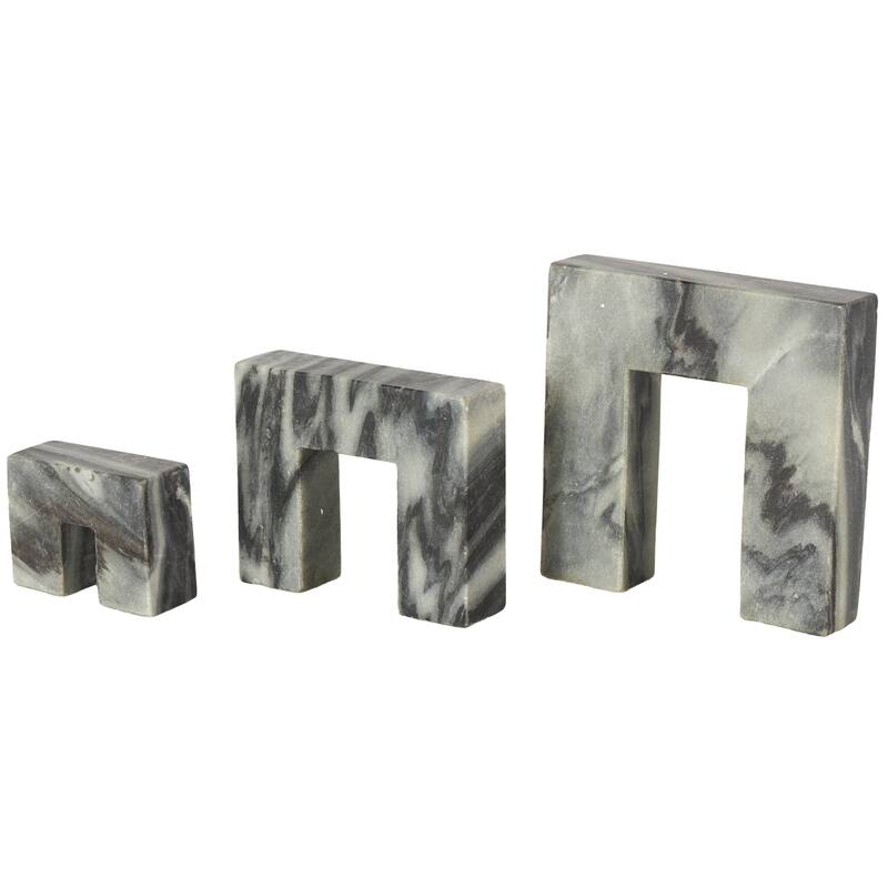 White or Black Marble Square Arch Abstract Decorative Sculpture with Varying Sizes (Set of 3)