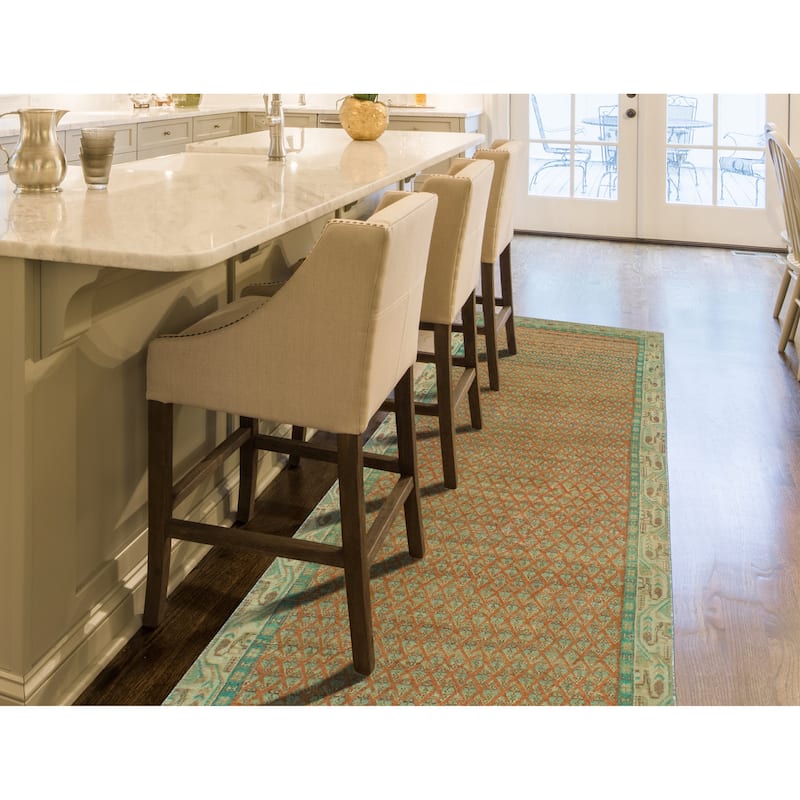 Vintage Distressed Mashardi Rust/Beige Runner - 3'9" x 9'1"