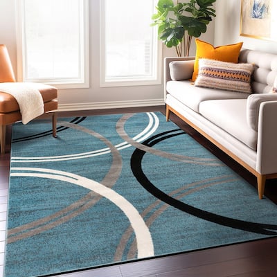 World Rug Gallery Contemporary Abstract Circles Design Area Rug