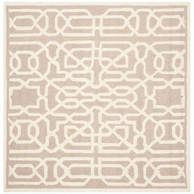 SAFAVIEH Handmade Cambridge Sissi Modern Wool Rug - 6' Square - Beige/Ivory