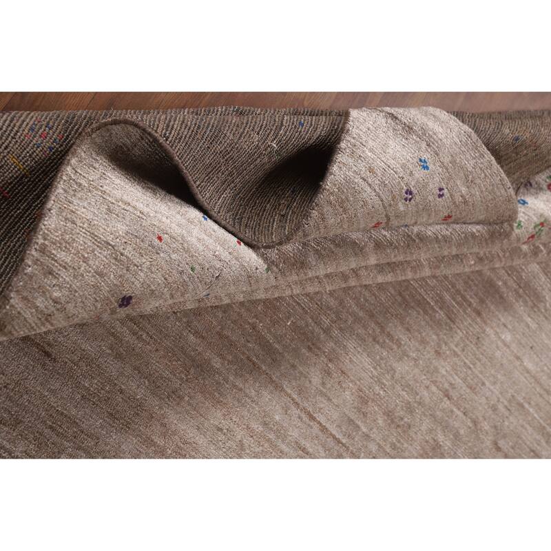 Brown Gabbeh Oriental Area Rug Handmade Silk Carpet - 8'10" x 11'9"