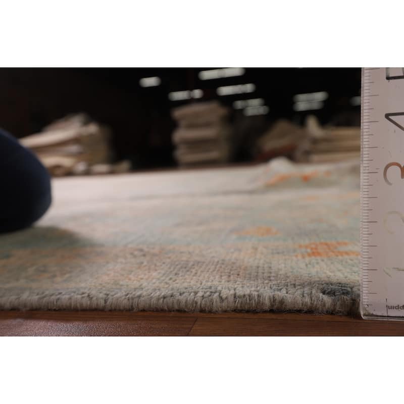 Multi-Color Oushak Area Rug Hand-Knotted Turkish Wool Carpet - 9'9" x 13'2"