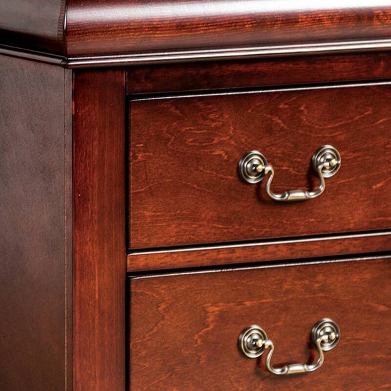 Cherry Brown 2 Drawer 15.5 in. W Nightstand with Sturdy Hardware and Ample Storage
