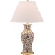 preview thumbnail 6 of 7, SAFAVIEH Lighting 29-inch Beijing Blue/ White Floral Urn Lamp (Set of 2) - 17"x17"x29"