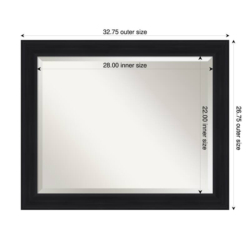 Abbey Black Beveled Framed Bathroom Vanity Wall Mirror - Abbey Black - 33 x 27 in