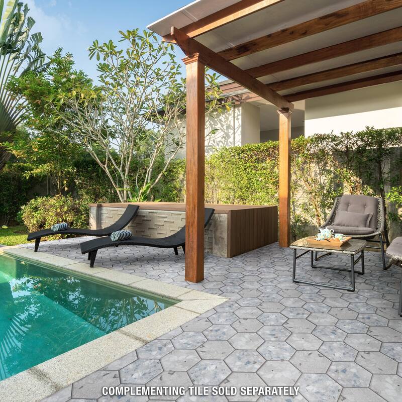 Merola Tile Recycle Hex River White 8-1/2" x 9-7/8" Porcelain Floor and Wall Tile