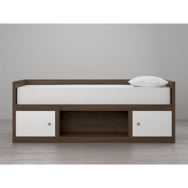 Roomfitters Sierra Ridge Terra Twin Size Daybed with Storage Drawers, Two-Tone Walnut and White Finish